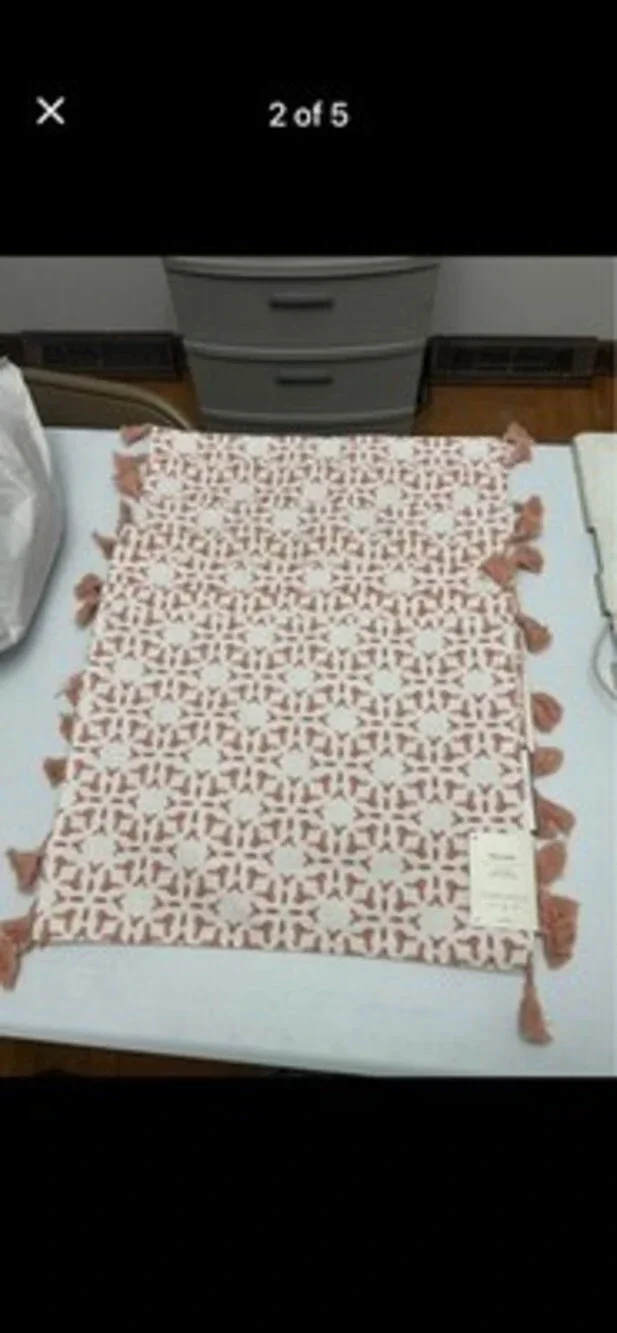 Threshold Placemats Cotton Print Tassels Orangish Pink/White “14x19